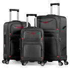 3pcs Soft Side Expandable Luggage W spinner Wheels Lock Lightweight Suitcase