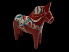 Swedish Red Dala Hand Carved Hand Painted Vintage Wood Horse Made In Sweden