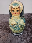 Russian Matryoshka Nesting Dolls Set Of 7blue Winter Scene Hand-painted