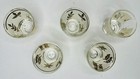 Set Of 5 Vintage Anchor Hocking Shot Glasses  Frosted Glass Gold Leaf Design
