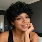 Women Fluffy Short African Afro Kinky Curly Wigs Party Hair Synthetic Full Wig