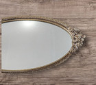 Vintage Gold Ormulu  Metal Vanity Dresser Perfume Mirror Tray Oval 17 5x9 25x 75