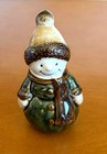 Vintage Glazed Pottery Snowman Figurine Christmas Holidays Winter Home Decor