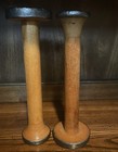 Textile Bobbin Industrial Spool Wood Metal Lot 2 Vtg Primitive Farmhouse Cottage