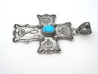 Gabriel Jurado Turquoise Cross Pendant Large Sterling Silver Vintage Signed