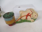 1940 s Fisher Price Easter Pull Toy - Rabbit With Basket Can