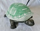 Vintage White Green Glass Brass Base Turtle Night Light Table Lamp Tiffany Style