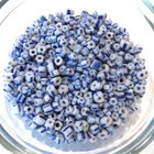 Vintage Striped African Trade Beads Blue   White Cut Glass  equiv  30  Strand 