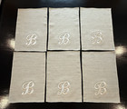 Vintage Cocktail Napkins Hand Made Monogram B Ivory Beige Set 6