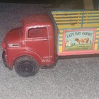 Marx Pressed Steel Farm Truck Lazy Day Farms Red Yellow Blue Vintage