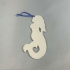 Mermaid Ornament Blue And White Ceramic - Coastal Decor Nautical Beach