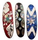 3 Pc Mexican Alpaca Silver Hair Barrettes Abalone Mother Of Pearl Shell Inlay