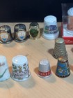 Vtg Collectible 21 Thimble Lot Porcelain Pewter Delft Cloisonn     Metal Designs
