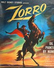 1950s Zorro Oil Paint By Numbers Set Walt Disney Complete W box Large Impressive