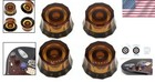 4x Clear Brown Guitar Knobs 18 Coarse Spline 6mm Lampshade For Lp Sg Les Paul