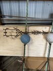 Antique Copper Lightning Rod Set With Ceramic Globes And Weathervane