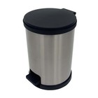 New  1 5 Gallon Trash Can  Plastic Round Step Bathroom Trash Can  Silver