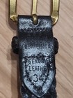 Vintage Leather Braided Belt Black Size 34 Made In Guatemala Brass Buckle
