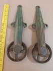 12  Antique 4    Wheels Primitive Cast Iron Barn Door Rollers Hangers Pair Set Usa