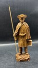 Vintage Black Forest Swiss Hand Carved Wood Figurine Man On Base 9 In