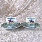 Hermes Paris Demitasse Cup   Saucer Early America Porcelain Tableware 2 Sets