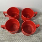 Vtg Lot Of 4 Tupperware Stackable Coffee Mug Cups     Red Usa Retro