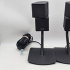 Pair Of 2 Bose Jewel Double Cube Satellite Speakers W Original Cables   Stands 