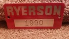 Ryerson Machine Tag Sign Plate Metal Small 1-1 4  X 2-1 2  Vintage No  1990