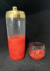 Blendo Ombr   Red Cocktail Shaker W Roly Poly Glass Vintage Mcm