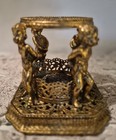 Art Nouveau Gold Filigree Brass Cherub Vanity Makeup Toothbrush Holder Vintage