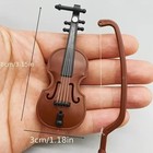 Mini Wooden Violin Prop Handmade Musical Instrument Dollhouse Desktop Decor