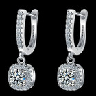 Wedding 925 Sterling Silver Eternity Earrings Women Sparkling Cubic Zirconic 498