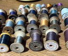 Vintage Sewing Thread Spools Multiple Size Lot Mixed With Buttons