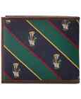 New Polo Ralph Lauren Leather Silk Tie Striped Bear Varsity Card Wallet Billfold