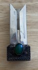 Vintage 800 Silver Lipstick Case With Mirror Green Agate Engraved