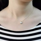 1ct Round Lab Created Diamond Bezel Solitaire Necklace Solid 14k Yellow Gold