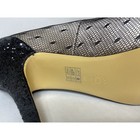 Black Glitter Mesh Lace Round Toe Stiletto Pumps Heels Gold Accents Womens 9m