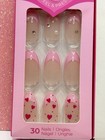 Kiss Impress No Glue Press-on Nails Manicure Medium Almond Pink Red Heart 3pack