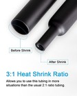 36 Pcs Black 31 Dual Wall Adhesive Heat Shrink Tubing 6 Sizes Glue Sleeve