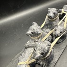 Damaged Carved Soapstone Sculpture Eskimo Inuit Dog Sled Slate Base