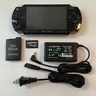 Black Sony Psp 1000 System W  Charger   64gb Memory Card Bundle Tested Import