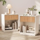 Fluted Nightstands Set Of 2  Modern Bedside Table With Drawer And Storage She   