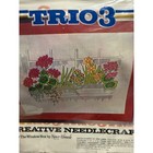 Vintage 1976 Trio 3 Creative Needlecraft The Window Box Stamped Linen Kit 1156