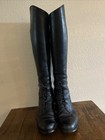 Dehner   s English Leather Black  Riding Boots Lace Women   s Sz 9 Horse Equestrian