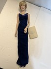 Franklin Mint Diana Princess Of Wales 17in Porcelain Doll Navy Blue Gown