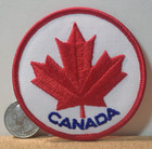 Vintage Canada Patch Red Maple Leaf Flag Embroidered Travel Souvenir Round Badge