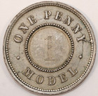 1844  one Penny Model  Bimetallic Token  nickel- Uk  Queen Victoria Coin    0010
