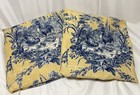 Legacy French Country Toile Style Euro Pillow Shams Flanges Blue Yellow Chicken