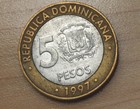 1997 Dominican Republic 5 Pesos Bimetallic 50th Anniversary Of The Central Bank