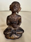 19th Century Burmese Great Monk Lacquered  Wood Statue From Temple 6  Tall